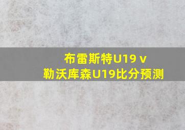 布雷斯特U19 v 勒沃库森U19比分预测